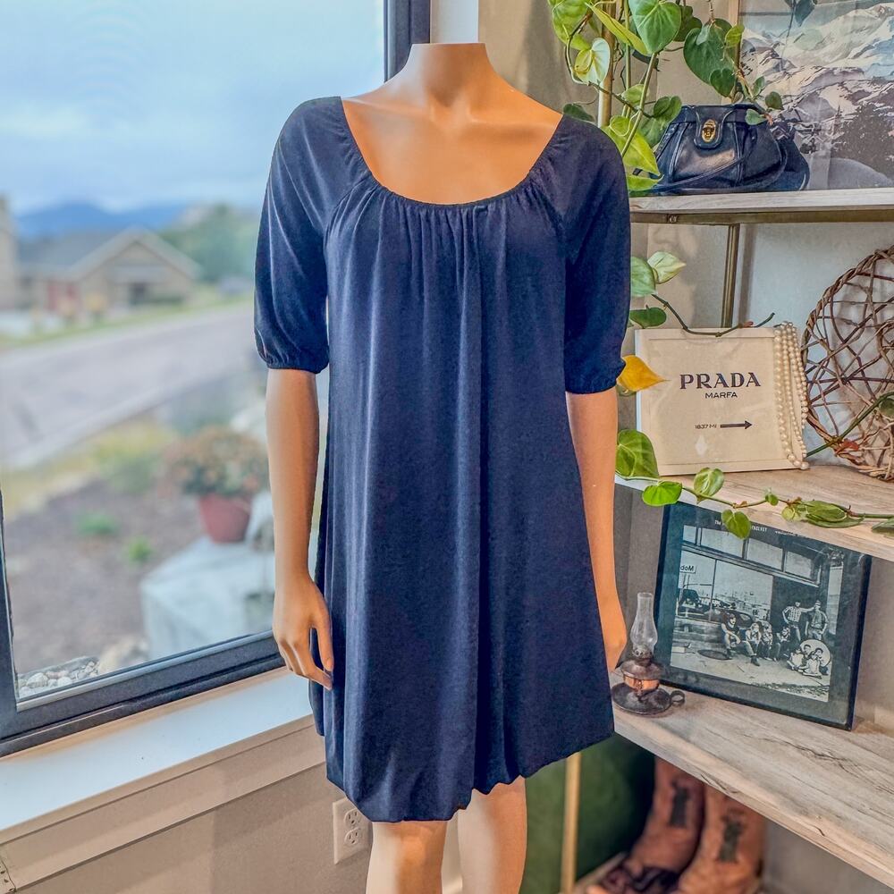 Vintage White House Black Market Black Bubble Hem Scoop Neck Dress-Women's Small - Picture 5 of 9